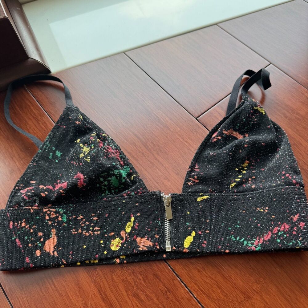 mistress rocks paint splatter bralette top ✨ indie sleaze zip front